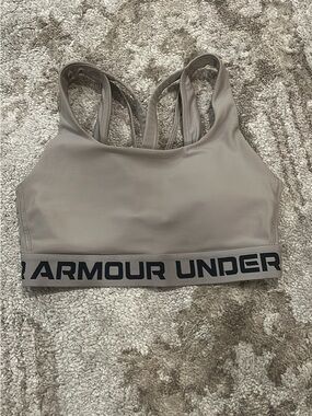 Under Armour Taupe/Beige Strappy Sports Bra with Branded Band